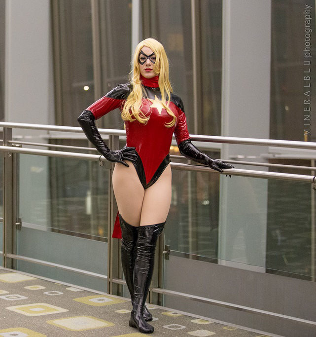 Ms.Marvel Carol Danvers Shiny Bodysuit For Halloween